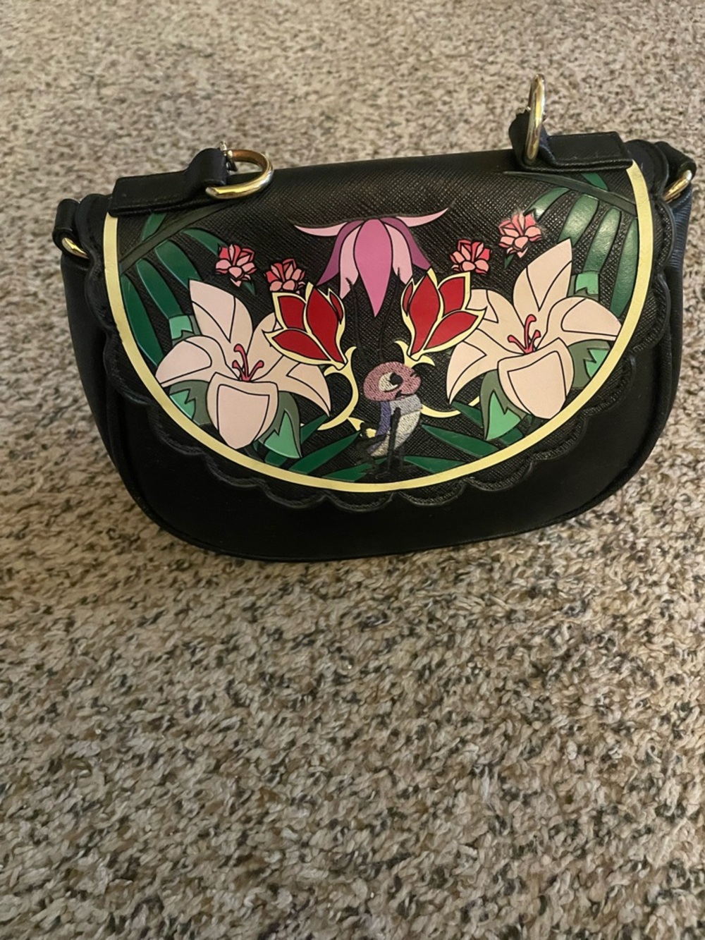 Loungefly Disney Mulan Cri-Kee Floral Bag Purse NO STRAP BAG ONLY